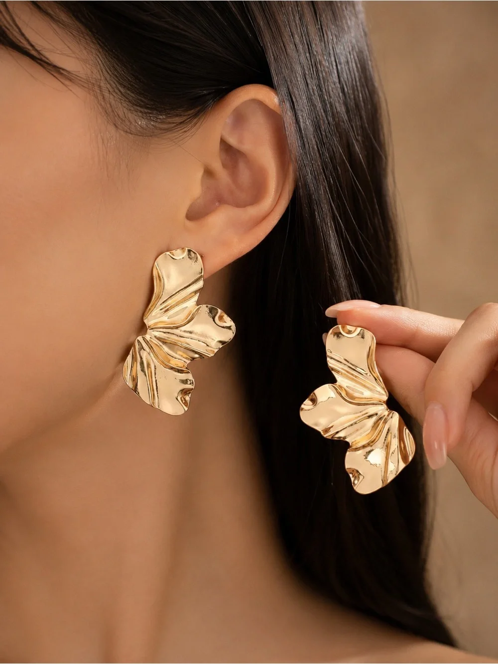 Gold Floral Drop Earrings